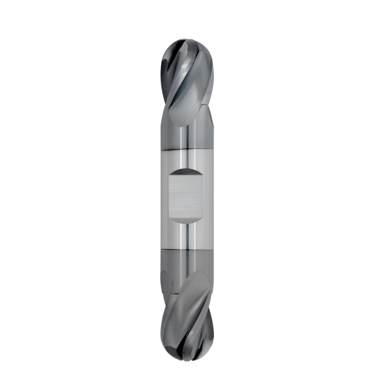 5/32" Diameter 4 Flute 5/16" Cut 2" Length 3/16" Round Shank Double End Ball Nose TiALN
