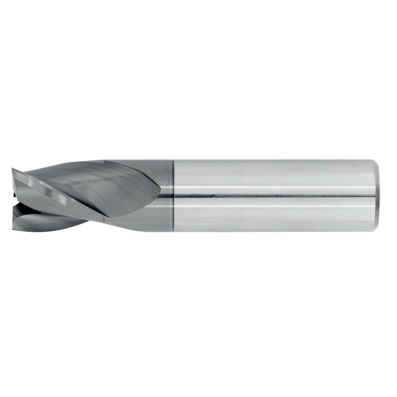 3/8" Diameter 3 Flute 5/8" Cut 2" Length 3/8" Round Shank Single End Square TiALN