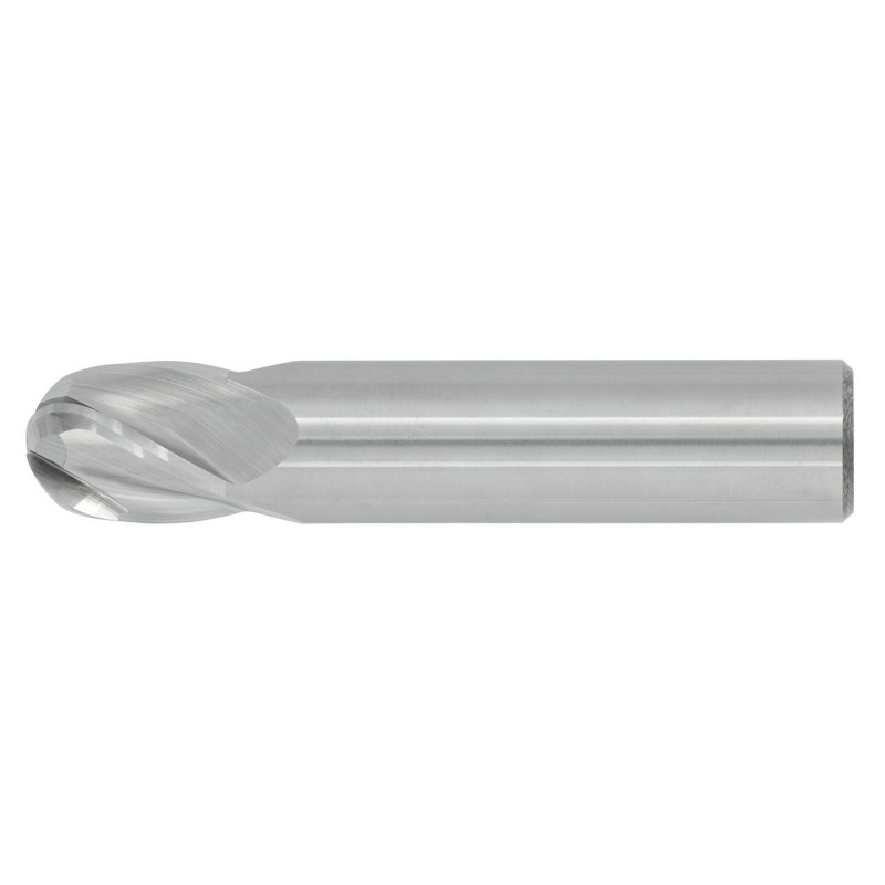 5/8" Diameter 4 Flute 3/4" Cut 3" Length 5/8" Round Shank Single End Ball Nose Uncoated