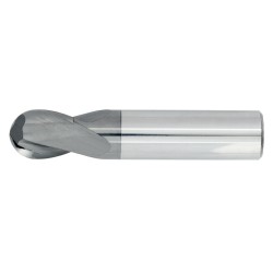 1" Diameter 2 Flute 1" Cut 3" Length 1" Round Shank Single End Ball Nose TiALN