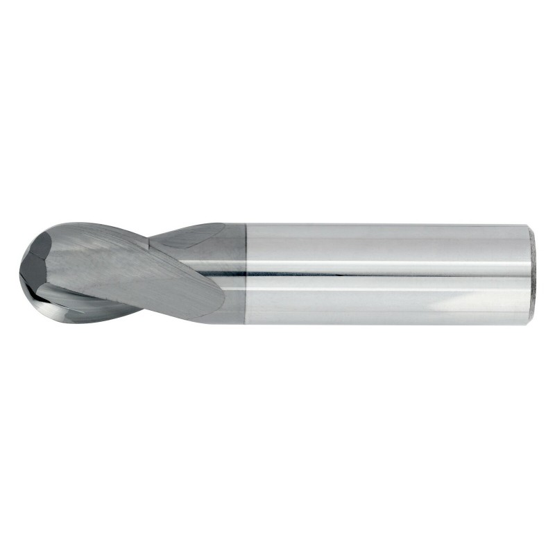5/16" Diameter 2 Flute 1/2" Cut 2" Length 5/16" Round Shank Single End Ball Nose TiALN