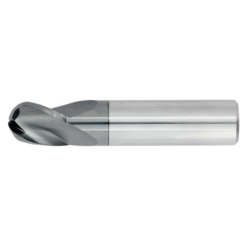 1/4" Diameter 3 Flute 1/2" Cut 2" Length 1/4" Round Shank Single End Ball Nose TiALN
