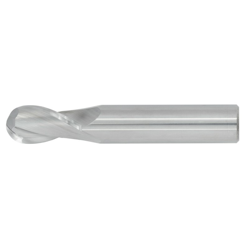 11/64" Diameter 2 Flute 9/16" Cut 2" Length 3/16" Round Shank Single End Ball Nose Uncoated