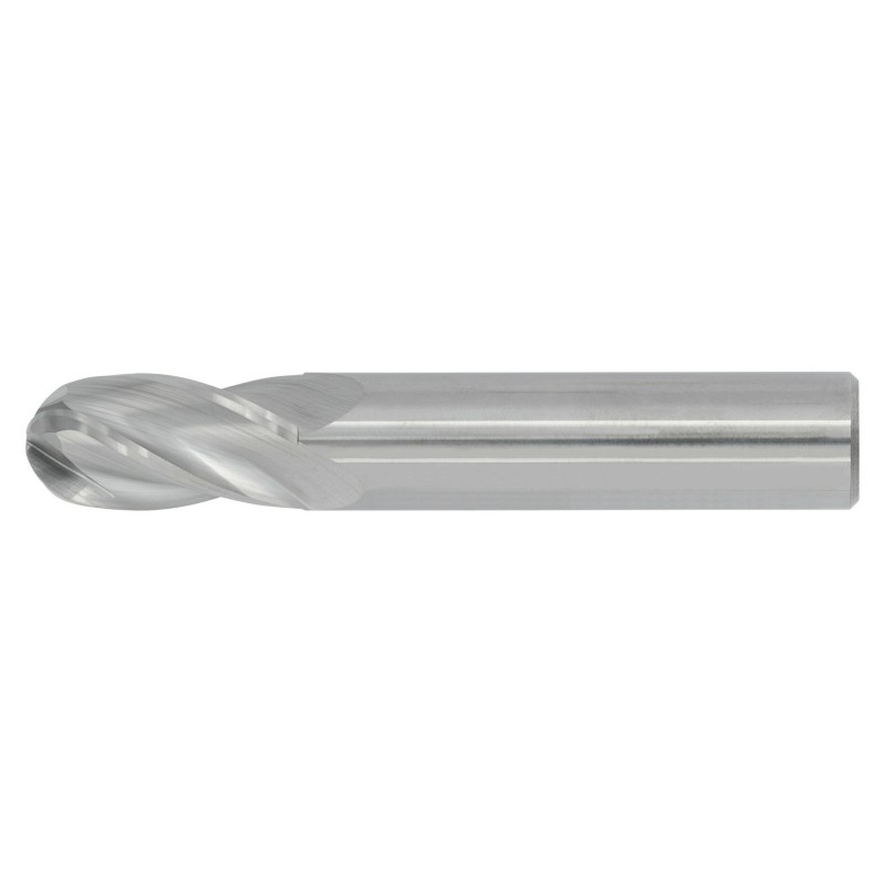 1/8" Diameter 4 Flute 1/2" Cut 1-1/2" Length 1/8" Round Shank Single End Ball Nose Uncoated