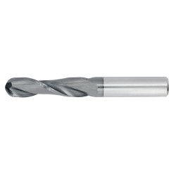 1" Diameter 2 Flute 2-1/4" Cut 5" Length 1" Round Shank Single End Ball Nose TiALN