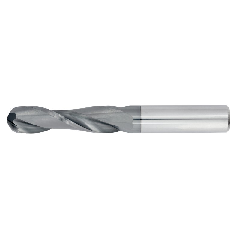 3/4" Diameter 2 Flute 2-1/4" Cut 5" Length 3/4" Round Shank Single End Ball Nose TiALN