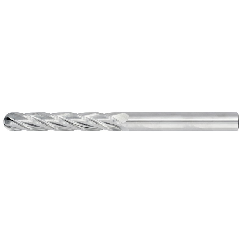 5/16" Diameter 4 Flute 1-1/2" Cut 6" Length 5/16" Round Shank Single End Ball Nose Uncoated