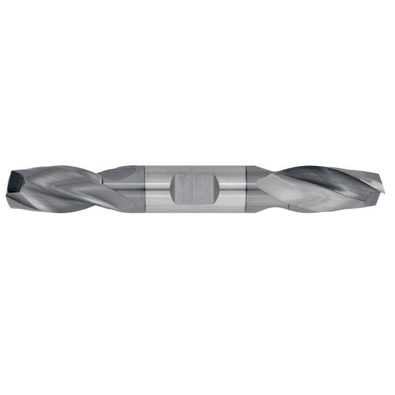 7/16" Diameter 2 Flute 7/8" Cut 4" Length 1/2" Weldon Shank Double End Square TiALN