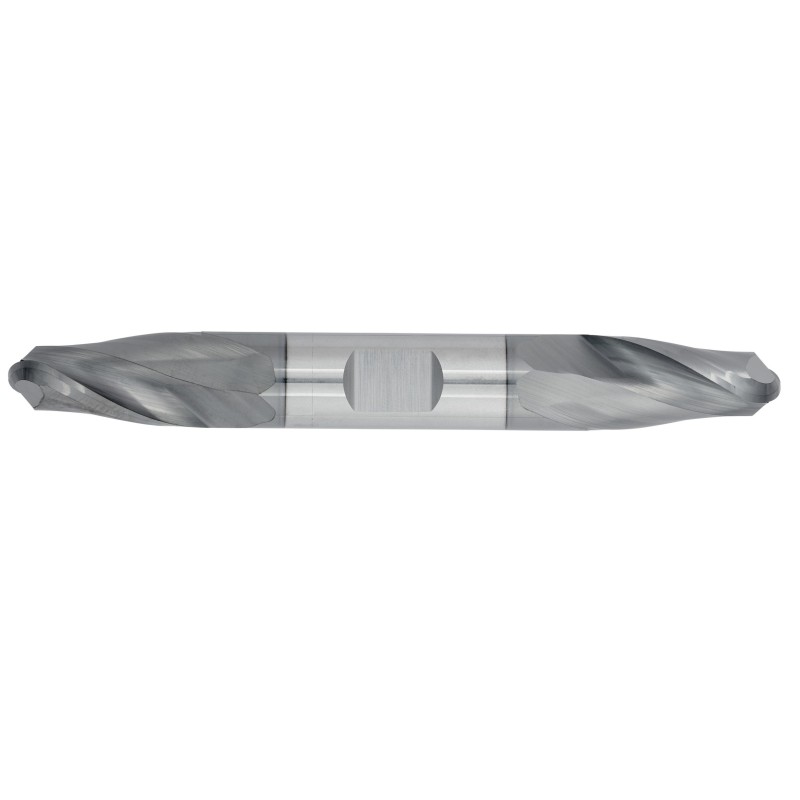 7/16" Diameter 2 Flute 7/8" Cut 4" Length 1/2" Weldon Shank Double End Ball Nose TiALN