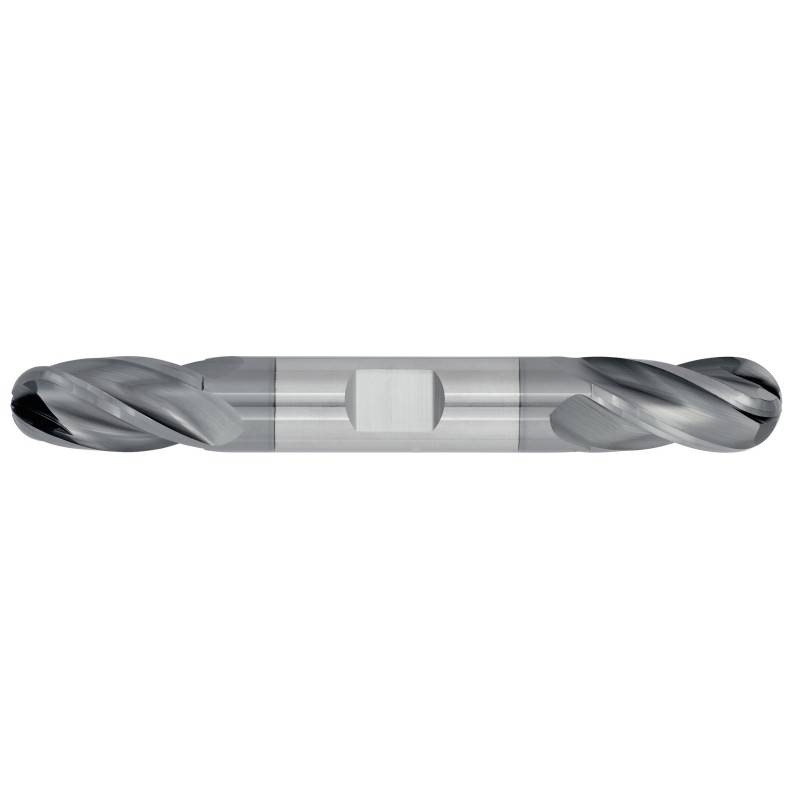 7/32" Diameter 4 Flute 9/16" Cut 3-1/2" Length 1/4" Round Shank Double End Ball Nose TiALN