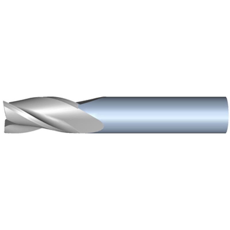 8mm Diameter 3 Flute 19mm Cut 63mm Length 8mm Round Shank Single End Square Uncoated