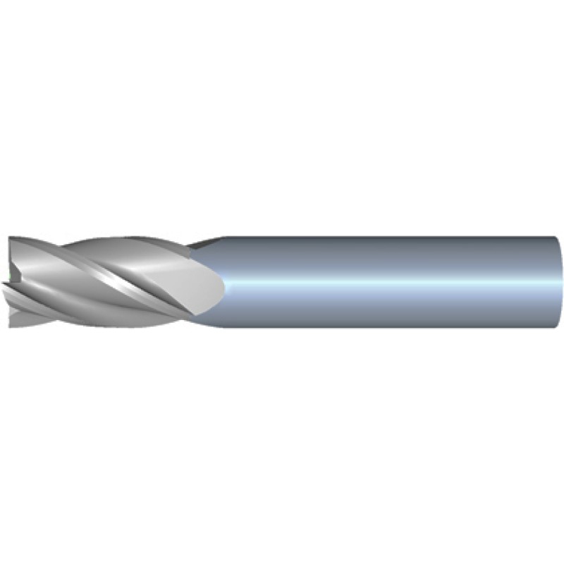 8mm Diameter 4 Flute 19mm Cut 63mm Length 8mm Round Shank Single End Square Uncoated