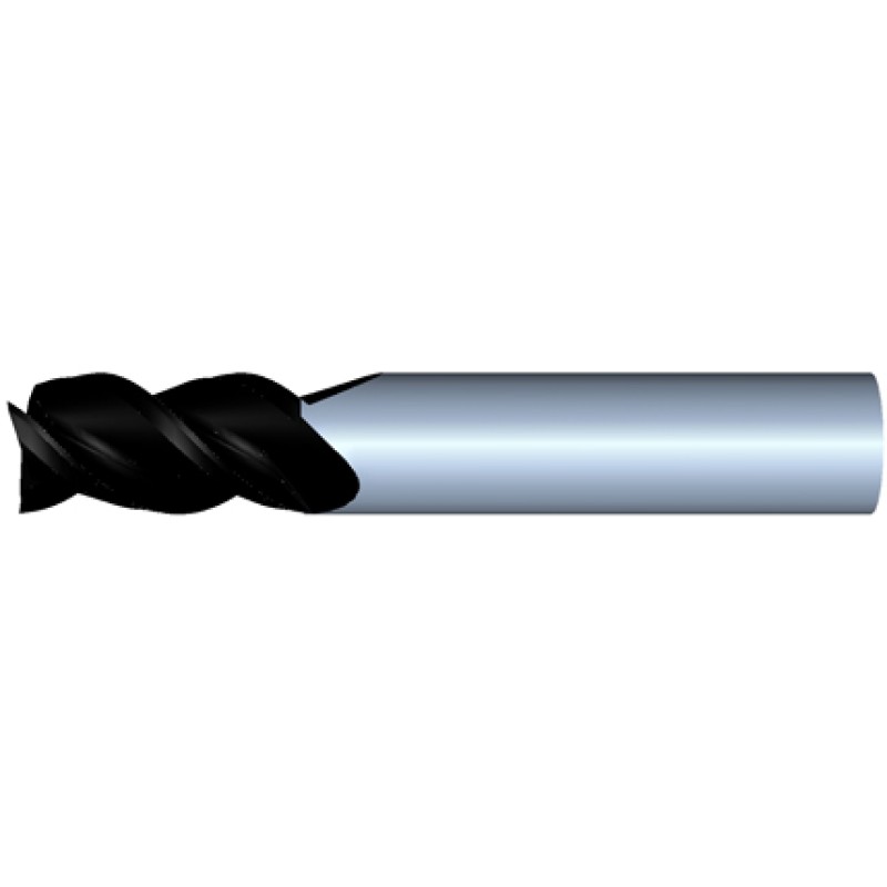 11mm Diameter 3 Flute 25mm Cut 70mm Length 12mm Round Shank Single End Square TiALN
