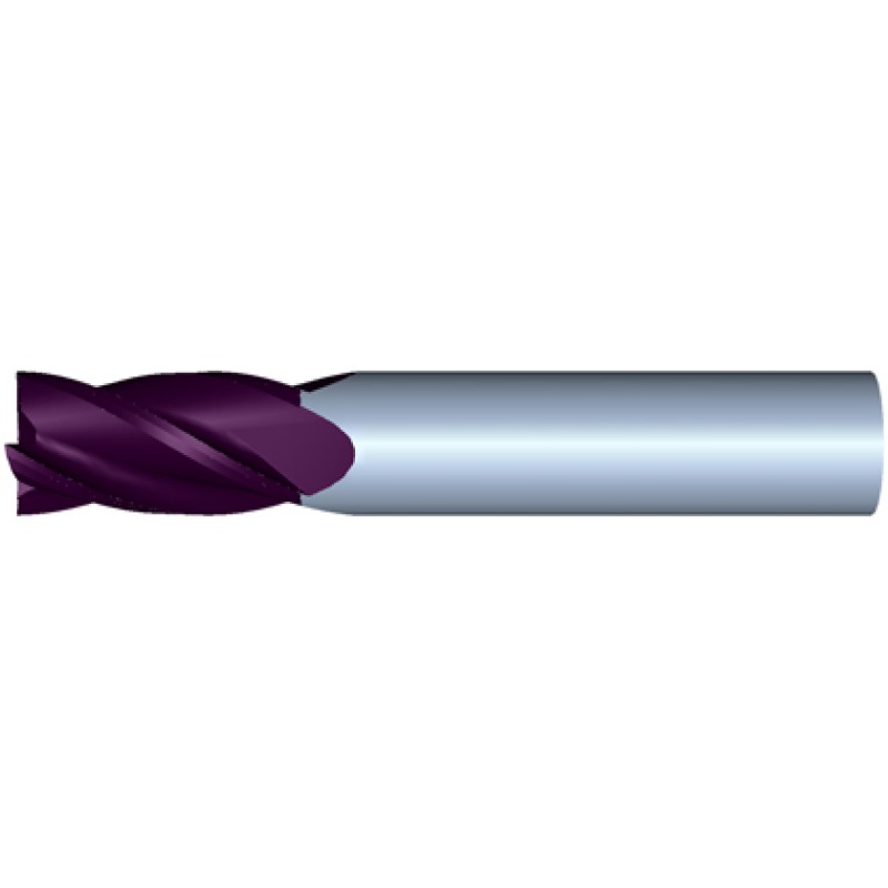 22mm Diameter 4 Flute 38mm Cut 100mm Length 25mm Round Shank Single End Square TiALN