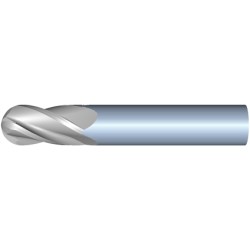 9mm Diameter 4 Flute 22mm Cut 70mm Length 10mm Round Shank Single End Ball Nose Uncoated