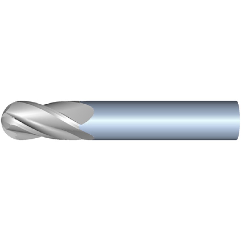 1.5mm Diameter 4 Flute 5mm Cut 38mm Length 2mm Round Shank Single End Ball Nose Uncoated