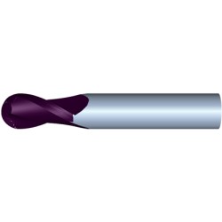 9mm Diameter 2 Flute 22mm Cut 70mm Length 10mm Round Shank Single End Ball Nose TiALN