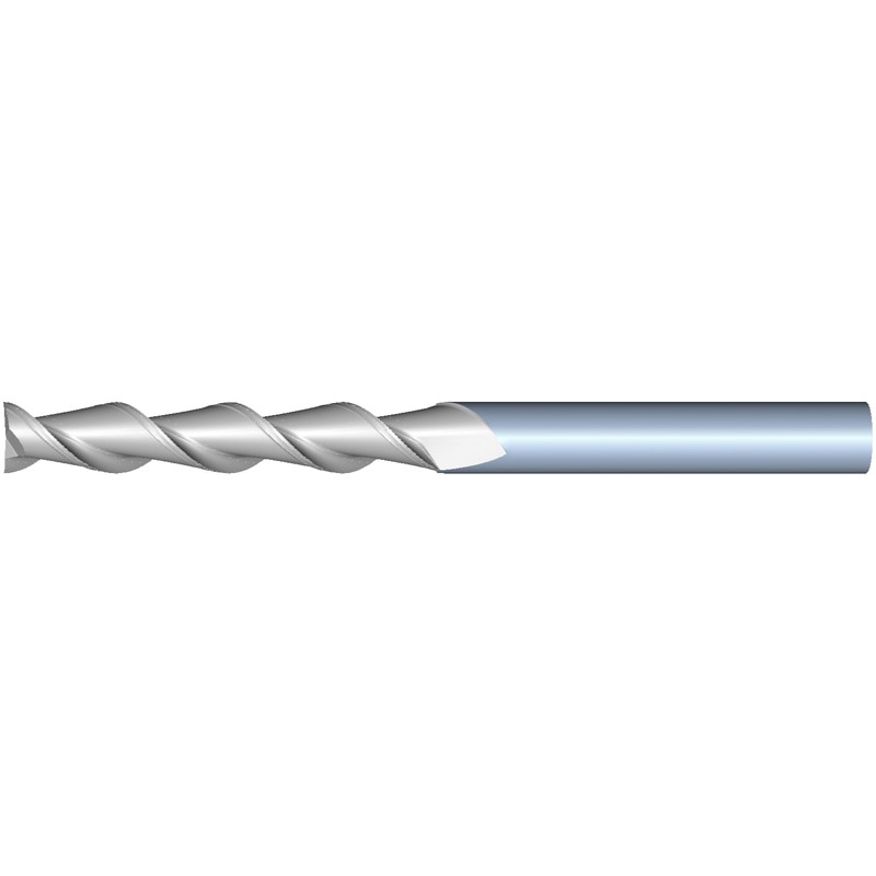 3mm Diameter 2 Flute 25mm Cut 100mm Length 3mm Round Shank Single End Square Uncoated