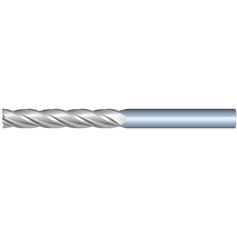 3mm Diameter 4 Flute 25mm Cut 100mm Length 3mm Round Shank Single End Square Uncoated