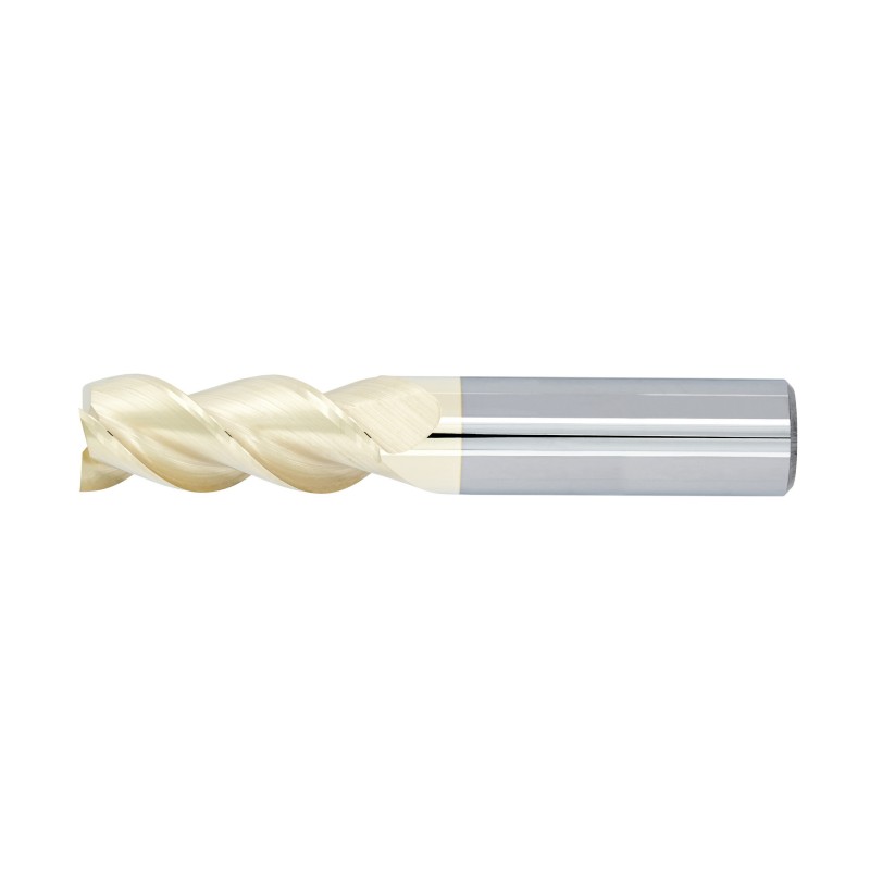1/4" Diameter 3 Flute 3/4" Cut 2-1/2" Length 1/4" Round Shank 36DEG Helix Single End .015 Corner Radius ZrN