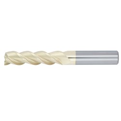 5/8" Diameter 3 Flute 2-1/4" Cut 5" Length 5/8" Round Shank 36DEG Helix Single End .030 Corner Radius ZrN