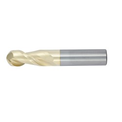 1" Diameter 2 Flute 1-1/2" Cut 4" Length 1" Round Shank 45DEG Helix Single End Ball Nose ZrN