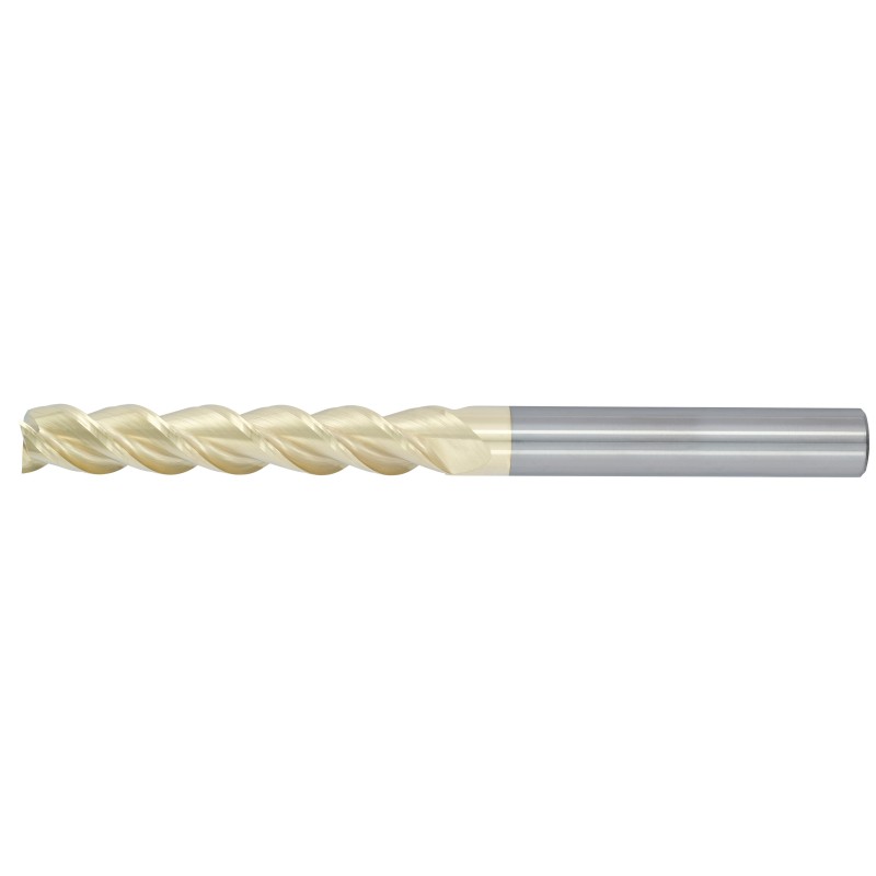 3/4" Diameter 3 Flute 3" Cut 6" Length 3/4" Round Shank 45DEG Helix Single End Square ZrN