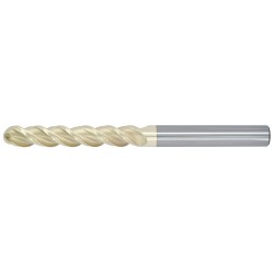 5/8" Diameter 3 Flute 3" Cut 6" Length 5/8" Round Shank 45DEG Helix Single End Ball Nose ZrN