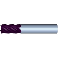1" Diameter 5 Flute 1-1/2" Cut 4" Length 1" Round Shank Single End .030 Corner Radius TiALN
