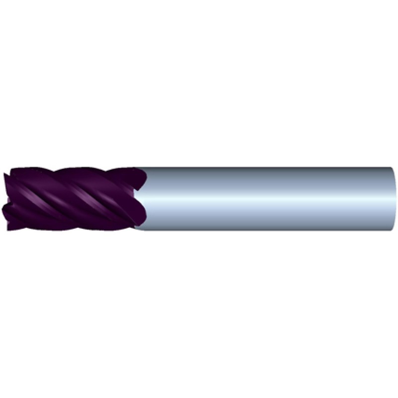 1" Diameter 5 Flute 1-1/2" Cut 4" Length 1" Round Shank Single End Square TiALN