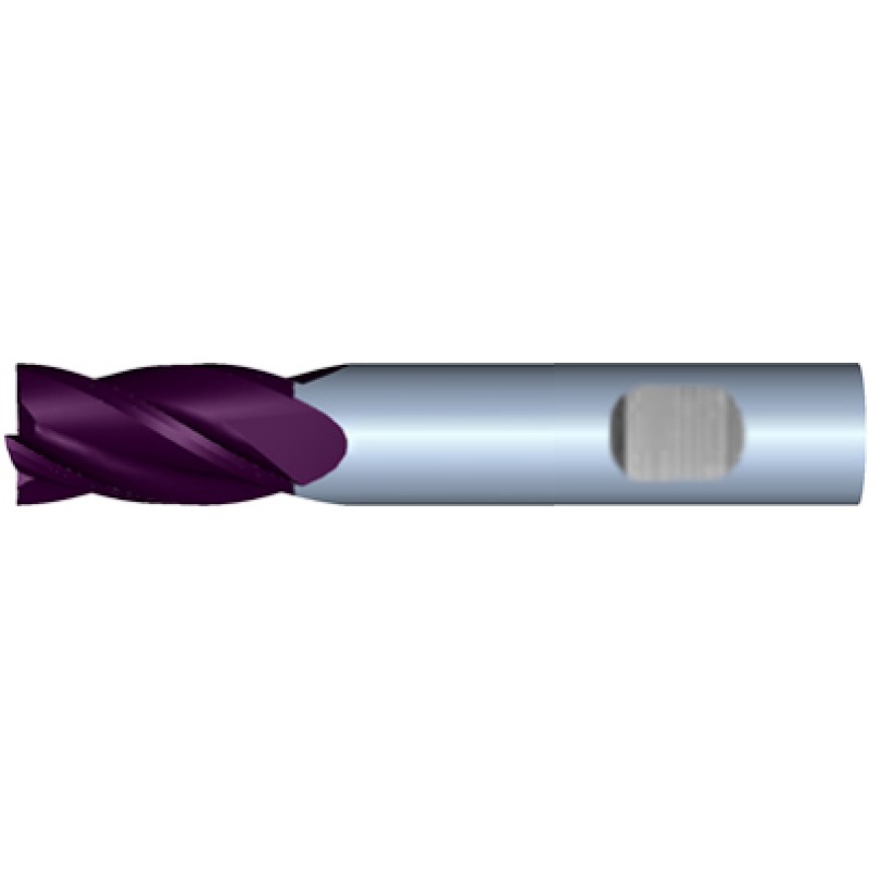 5/8" Diameter 4 Flute 1-1/4" Cut 3-1/2" Length 5/8" Weldon Shank Single End .060 Corner Radius TiALN