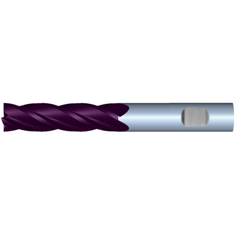 1" Diameter 4 Flute 2-1/4" Cut 5" Length 1" Weldon Shank Single End .060 Corner Radius TiALN