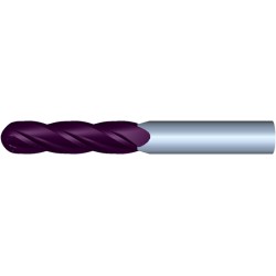 1" Diameter 4 Flute 2-1/4" Cut 5" Length 1" Round Shank Single End Ball Nose TiALN