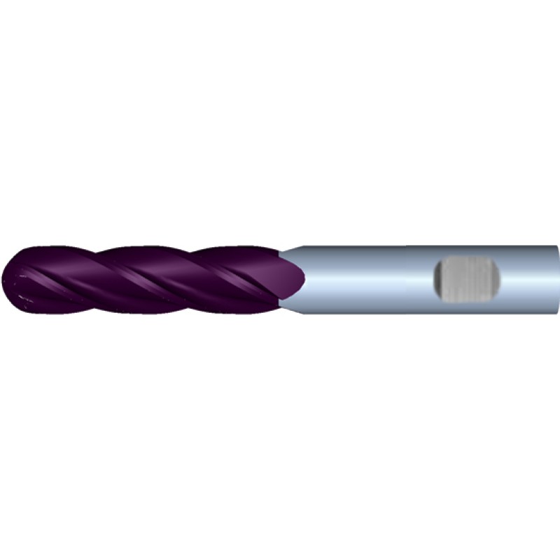 1" Diameter 4 Flute 2-1/4" Cut 5" Length 1" Weldon Shank Single End Ball Nose TiALN