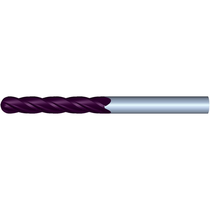1" Diameter 4 Flute 3" Cut 6" Length 1" Round Shank Single End Ball Nose TiALN