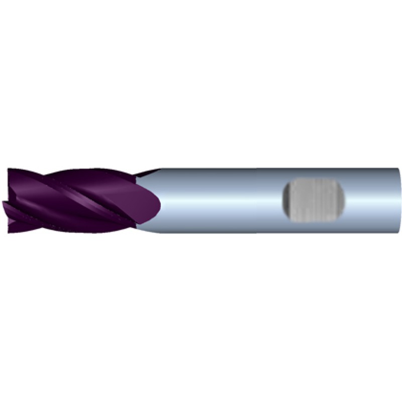1" Diameter 4 Flute 1-1/2" Cut 4" Length 1" Weldon Shank Single End Square TiALN