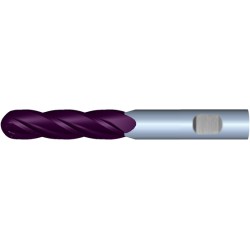 3/4" Diameter 4 Flute 2-1/4" Cut 5" Length 3/4" Weldon Shank Single End Ball Nose TiALN