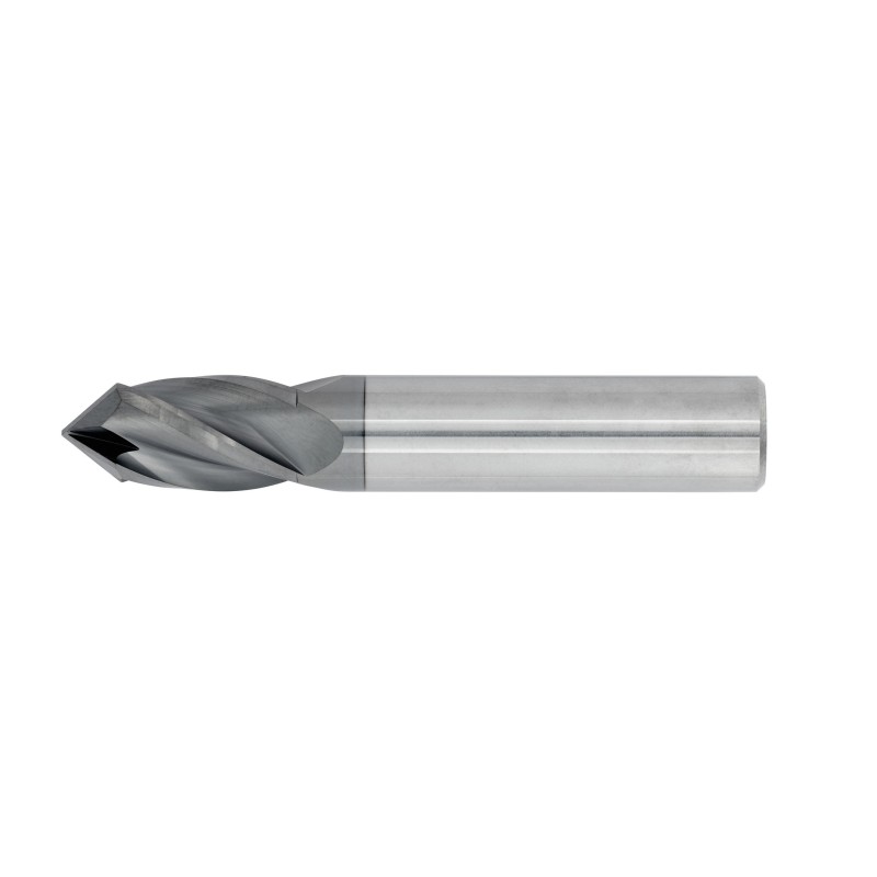 3/8" Diameter 4 Flute 1" Cut 2-1/2" Length 3/8" Round Shank Single End 90DEG TiALN Carbide Drill/Mill