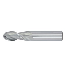 1" Diameter 2 Flute 1-1/2" Cut 4" Length 1" Round Shank 45DEG Helix Single End Ball Nose Uncoated
