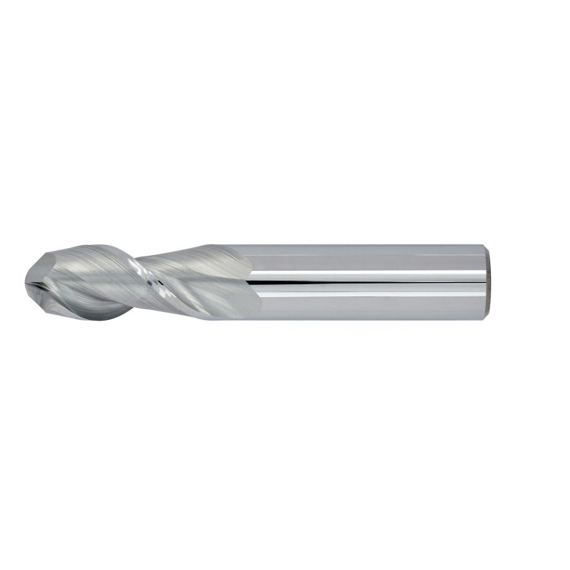 1" Diameter 2 Flute 1-1/2" Cut 4" Length 1" Round Shank 45DEG Helix Single End Ball Nose Uncoated