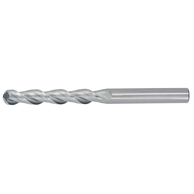 1" Diameter 2 Flute 3" Cut 6" Length 1" Round Shank 45DEG Helix Single End Ball Nose Uncoated