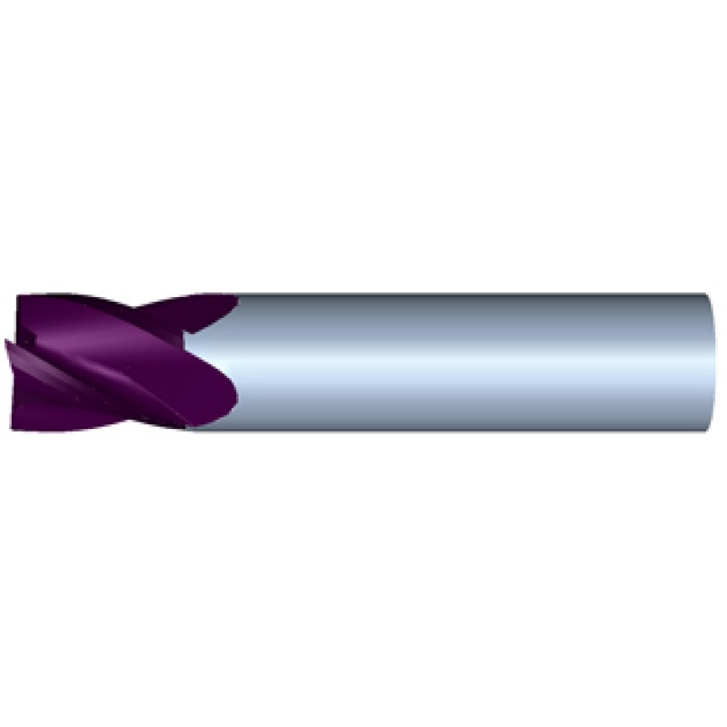 1/2" Diameter 4 Flute 5/8" Cut 2-1/2" Length 1/2" Round Shank Single End .030 Corner Radius TiALN