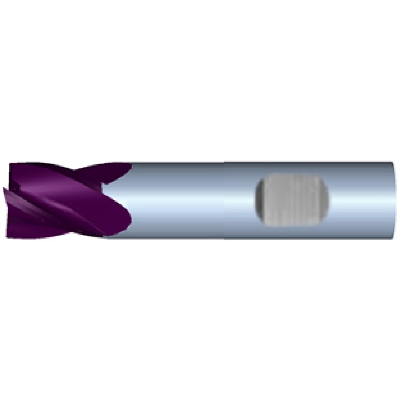 1/2" Diameter 4 Flute 5/8" Cut 2-1/2" Length 1/2" Weldon Shank Single End Square TiALN