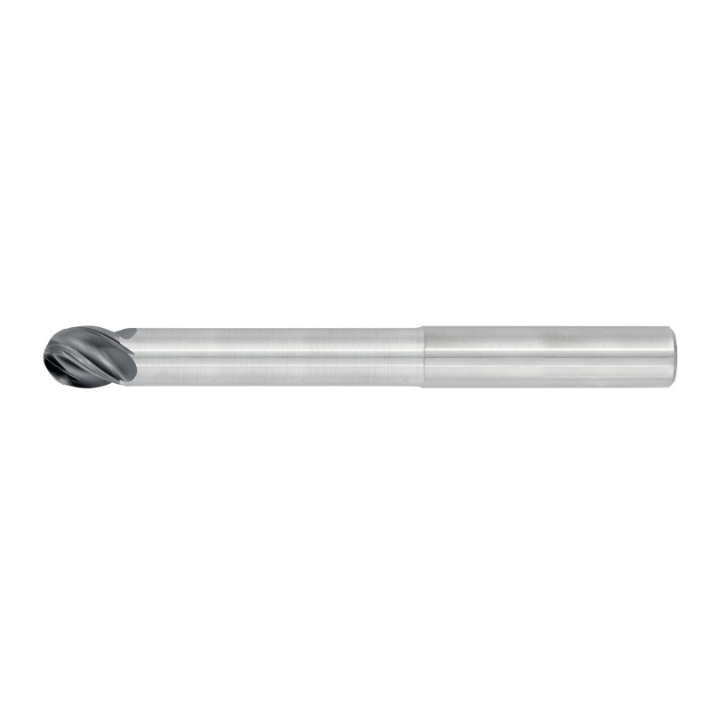 5/8" Diameter 4 Flute 3/4" Cut 5" Length 5/8" Round Shank Single End Ball Nose TiALN