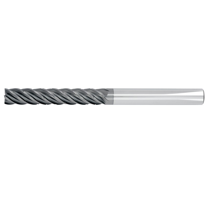 5/8" Diameter 5 Flute 3-1/4" Cut 6" Length 5/8" Round Shank .030 Corner Radius HEM Chip Breaker