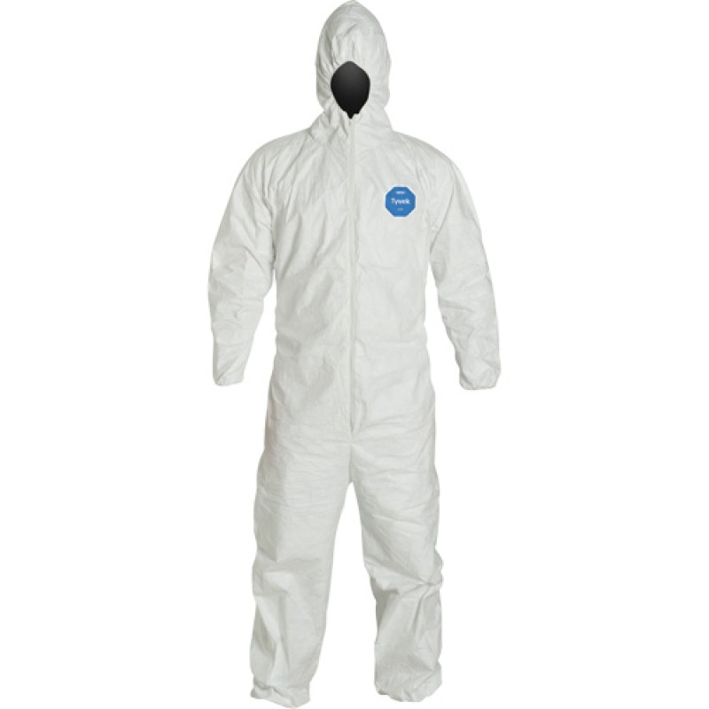Tyvek 400 Coverall With Hood Large - Hooded - Elastic Wrists and Ankles