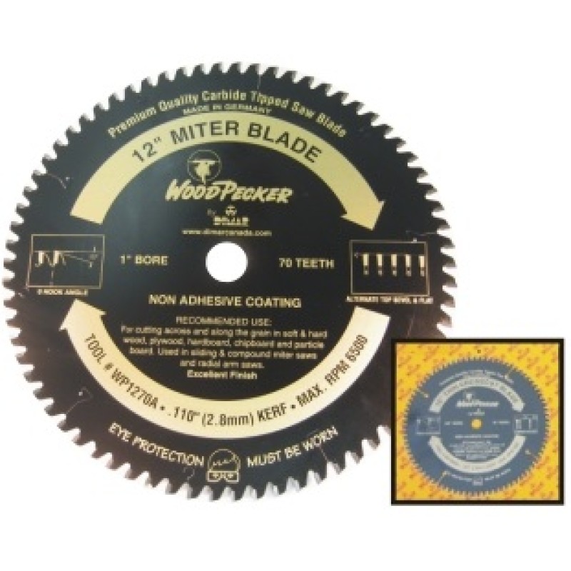 Dimar Woodpecker 12" x 70 Tooth ATB Miter Thin Kerf