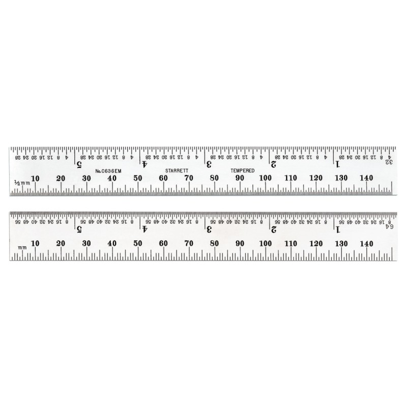 6" Long C636EM-6 Spring-Tempered Steel Rule