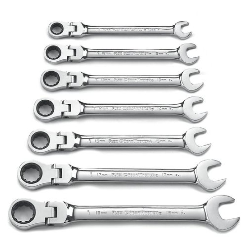 Metric Ratcheting Wrench Set with Flex Heads