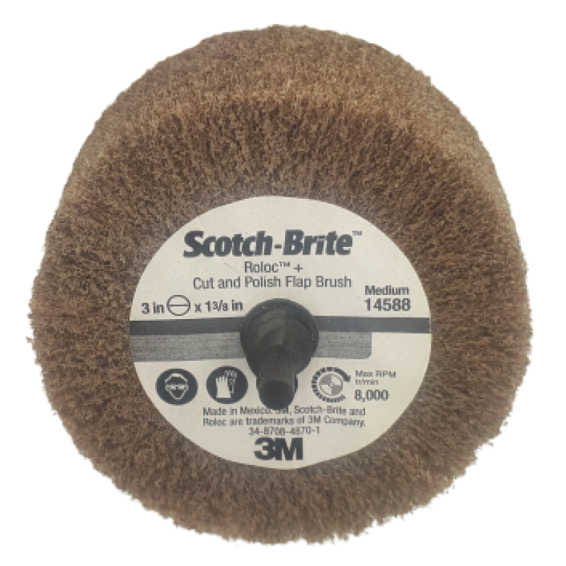 Cut and Polish Flap Brush 3″ Diameter × 1-3/8″ Height A MED
